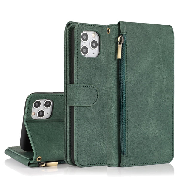 Skin-feel Crazy Horse Texture Zipper Wallet Bag Horizontal Flip Leather Case with Holder & Card Slots & Wallet & Lanyard, For iPhone 11 Pro, For iPhone 11 Pro Max, For iPhone 12 mini, For iPhone 12 / 12 Pro