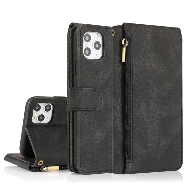 Skin-feel Crazy Horse Texture Zipper Wallet Bag Horizontal Flip Leather Case with Holder & Card Slots & Wallet & Lanyard, For iPhone 11 Pro, For iPhone 11 Pro Max, For iPhone 12 mini, For iPhone 12 / 12 Pro