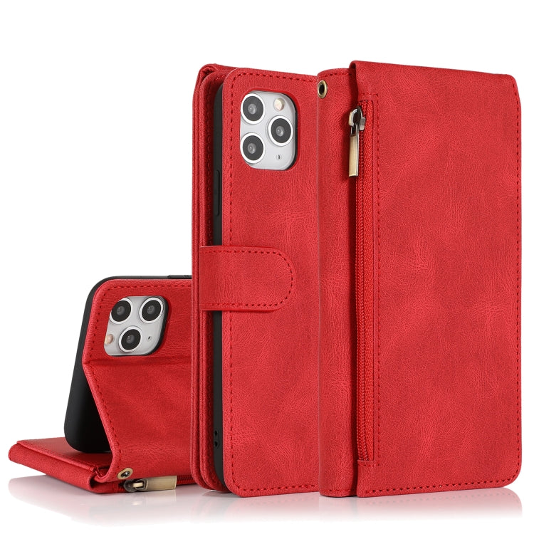 Skin-feel Crazy Horse Texture Zipper Wallet Bag Horizontal Flip Leather Case with Holder & Card Slots & Wallet & Lanyard, For iPhone 11 Pro, For iPhone 11 Pro Max, For iPhone 12 mini, For iPhone 12 / 12 Pro