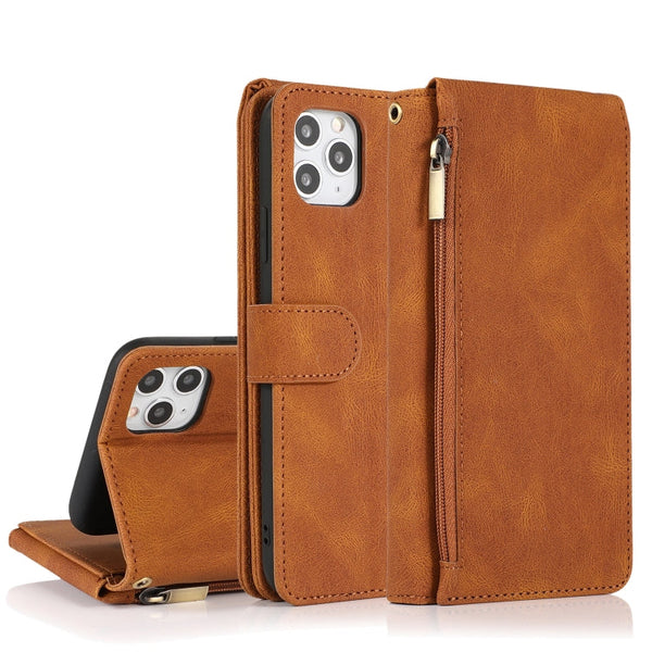 Skin-feel Crazy Horse Texture Zipper Wallet Bag Horizontal Flip Leather Case with Holder & Card Slots & Wallet & Lanyard, For iPhone 11 Pro, For iPhone 11 Pro Max, For iPhone 12 mini, For iPhone 12 / 12 Pro