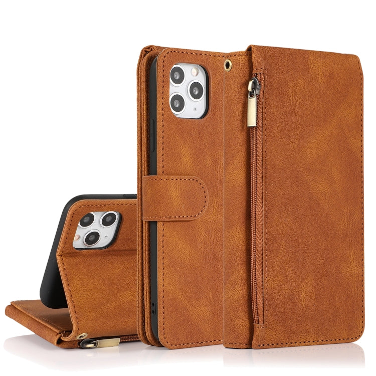 Skin-feel Crazy Horse Texture Zipper Wallet Bag Horizontal Flip Leather Case with Holder & Card Slots & Wallet & Lanyard, For iPhone 11 Pro, For iPhone 11 Pro Max, For iPhone 12 mini, For iPhone 12 / 12 Pro