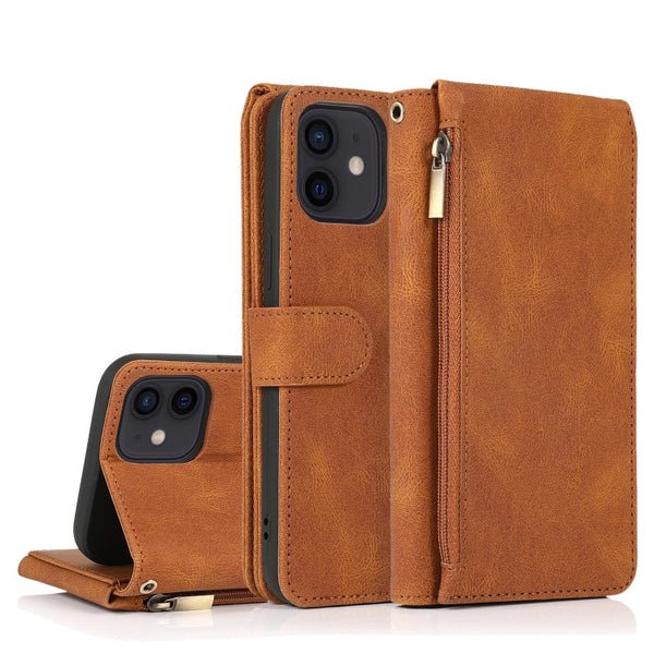 Skin-feel Crazy Horse Texture Zipper Wallet Bag Horizontal Flip Leather Case with Holder & Card Slots & Wallet & Lanyard, For iPhone 11 Pro, For iPhone 11 Pro Max, For iPhone 12 mini, For iPhone 12 / 12 Pro