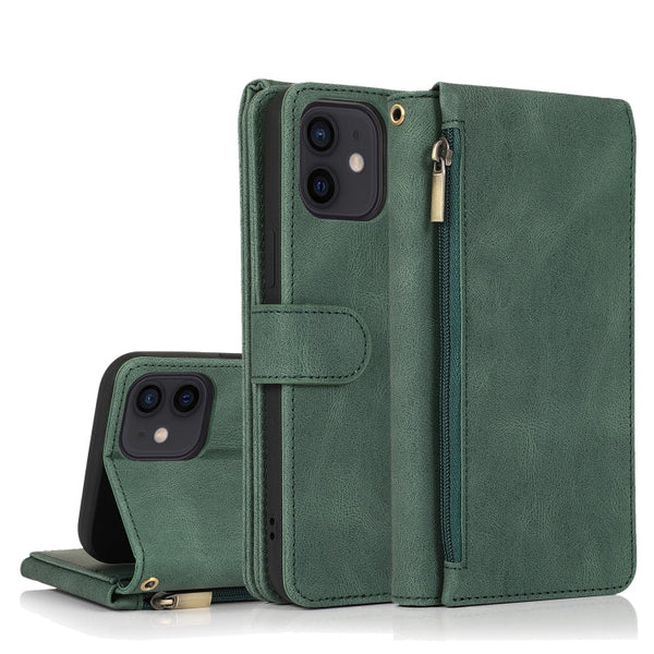 Skin-feel Crazy Horse Texture Zipper Wallet Bag Horizontal Flip Leather Case with Holder & Card Slots & Wallet & Lanyard, For iPhone 11 Pro, For iPhone 11 Pro Max, For iPhone 12 mini, For iPhone 12 / 12 Pro