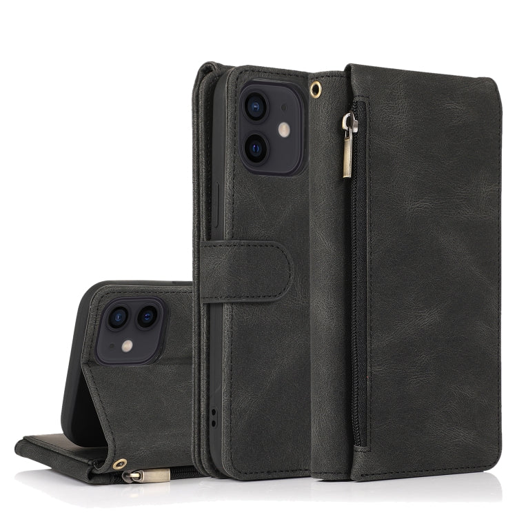 Skin-feel Crazy Horse Texture Zipper Wallet Bag Horizontal Flip Leather Case with Holder & Card Slots & Wallet & Lanyard, For iPhone 11 Pro, For iPhone 11 Pro Max, For iPhone 12 mini, For iPhone 12 / 12 Pro