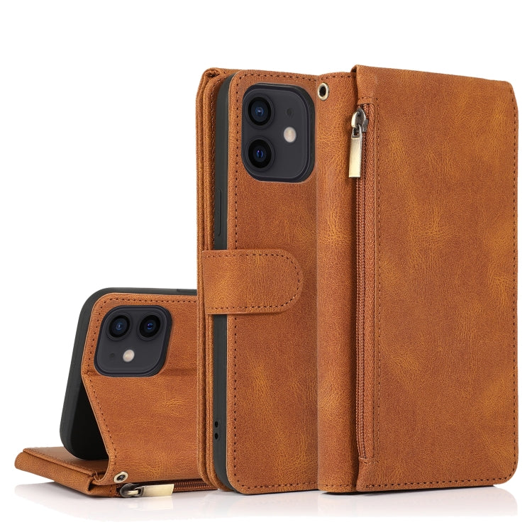 Skin-feel Crazy Horse Texture Zipper Wallet Bag Horizontal Flip Leather Case with Holder & Card Slots & Wallet & Lanyard, For iPhone 11 Pro, For iPhone 11 Pro Max, For iPhone 12 mini, For iPhone 12 / 12 Pro