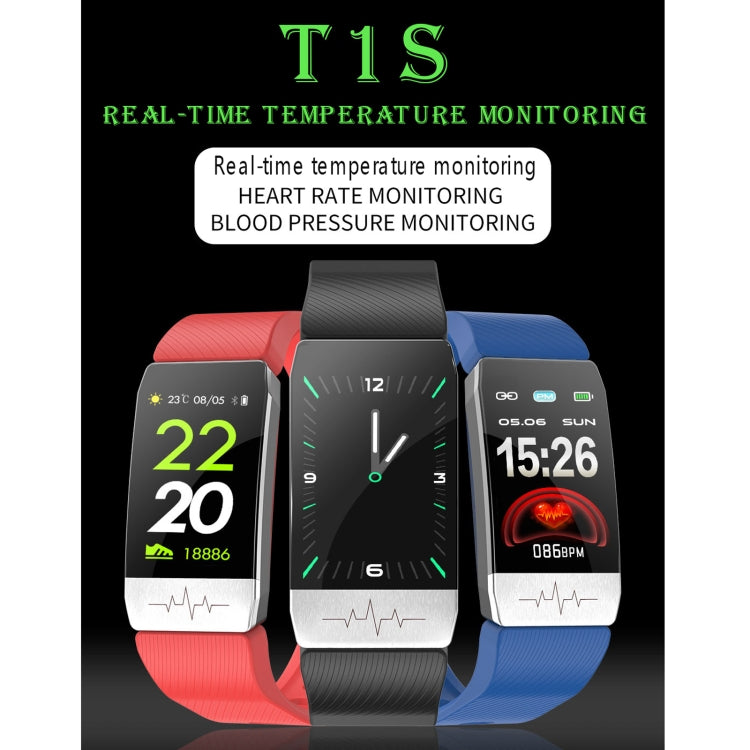 T1S 1.14 inch Screen IP67 Waterproof Smart Bracelet, Support Blood Oxygen Monitoring / Body Temperature Monitoring / Heart Rate Monitoring