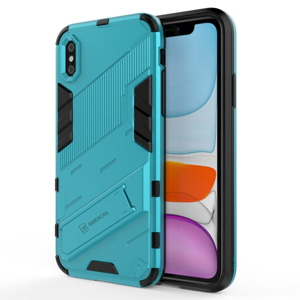 Punk Armor 2 in 1 PC + TPU Shockproof Case with Invisible Holder, For iPhone 11 Pro Max, For iPhone X / XS, For iPhone XR