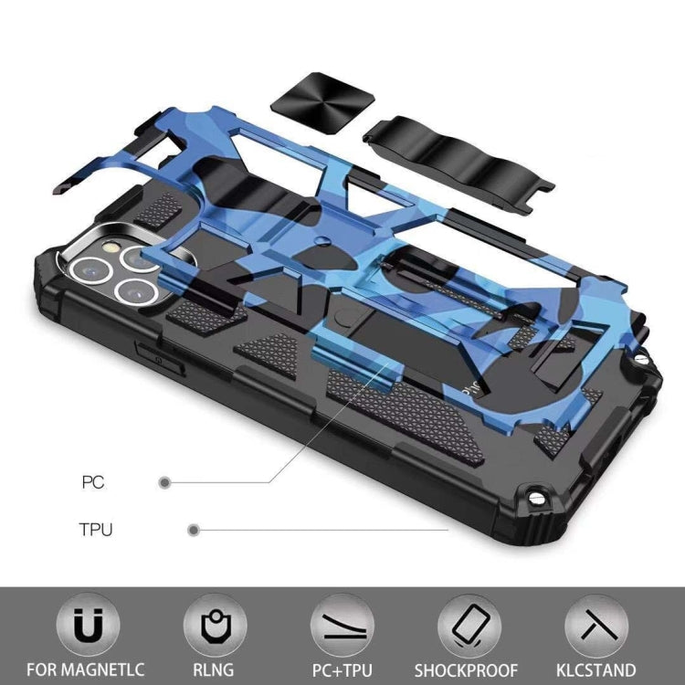 Camouflage Armor Shockproof TPU + PC Magnetic Protective Case with Holder