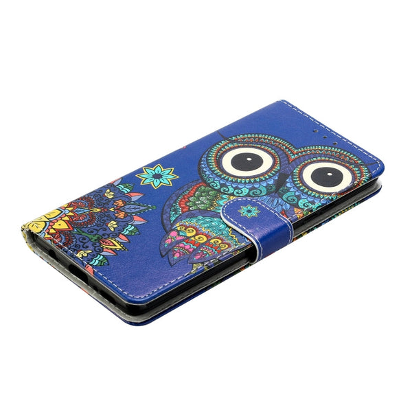 Oil Embossed Coloured Drawing Pattern Horizontal Flip PU Leather Case with Holder & Card Slots & Wallet