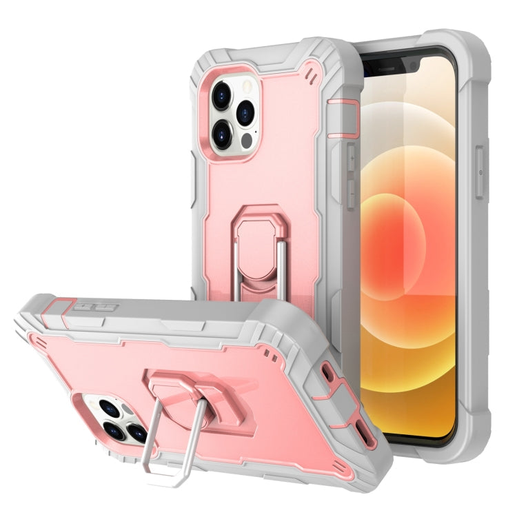 PC + Rubber 3-layers Shockproof Protective Case with Rotating Holder, For iPhone 12 Mini, For iPhone 12 / 12 Pro