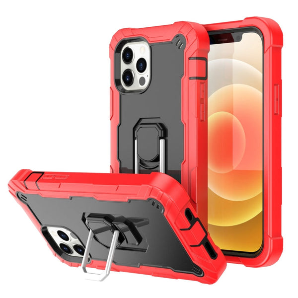 PC + Rubber 3-layers Shockproof Protective Case with Rotating Holder, For iPhone 12 Mini, For iPhone 12 / 12 Pro