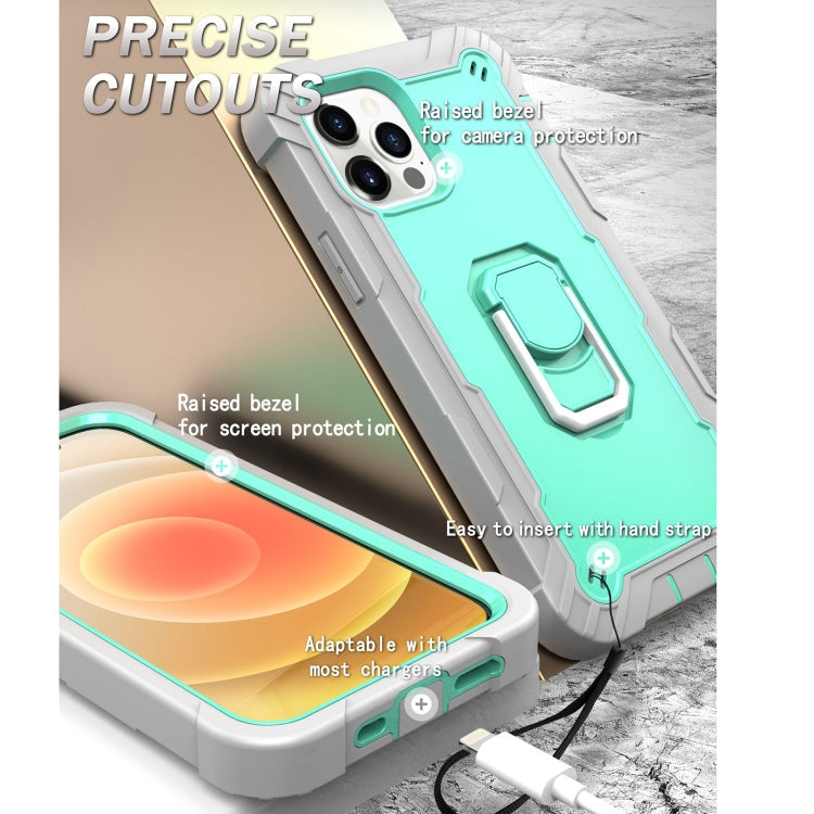 PC + Rubber 3-layers Shockproof Protective Case with Rotating Holder, For iPhone 12 Pro Max
