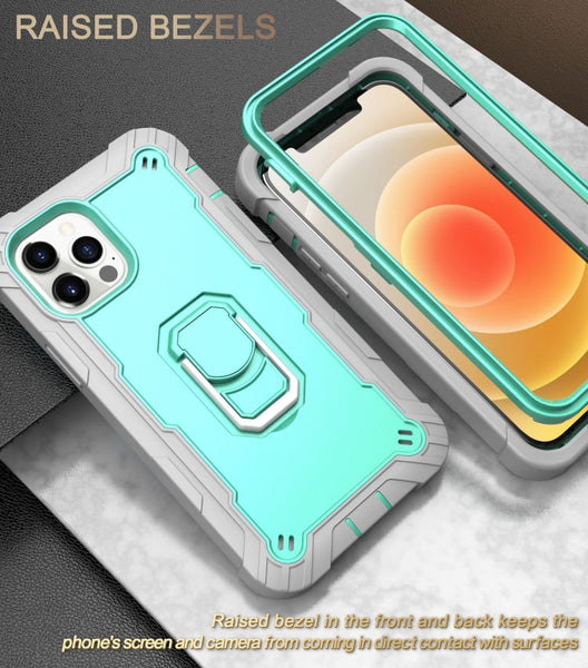 PC + Rubber 3-layers Shockproof Protective Case with Rotating Holder, For iPhone 12 Pro Max