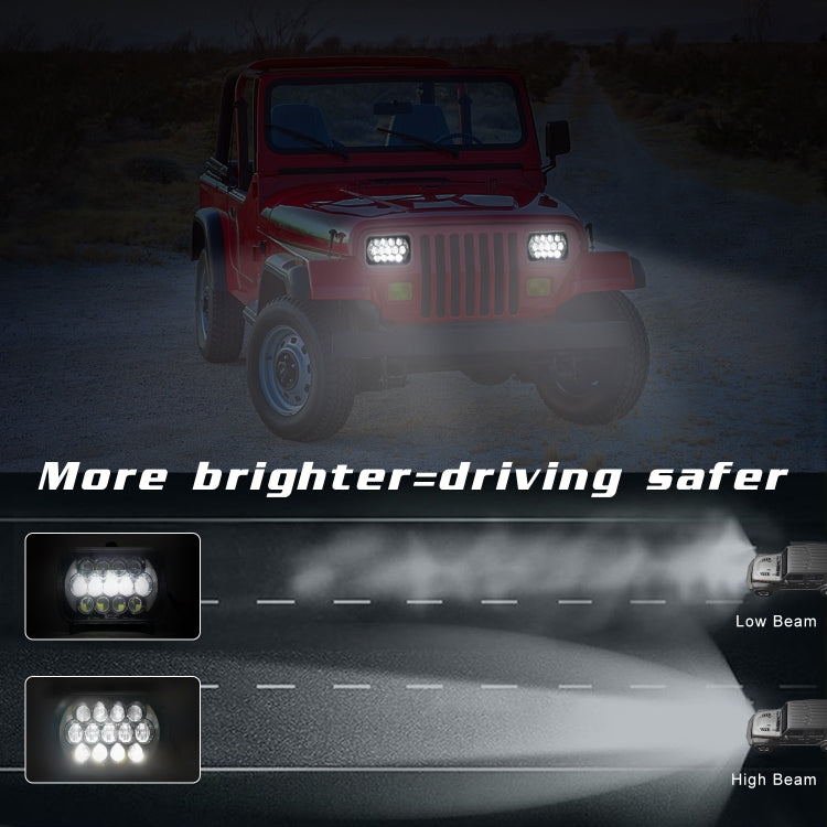 7 inch(5X7)/(7X6) H4 DC 9V-30V 30000LM 300W 8LEDs Car Square Shape LED Headlight Lamps for Jeep Wrangler
