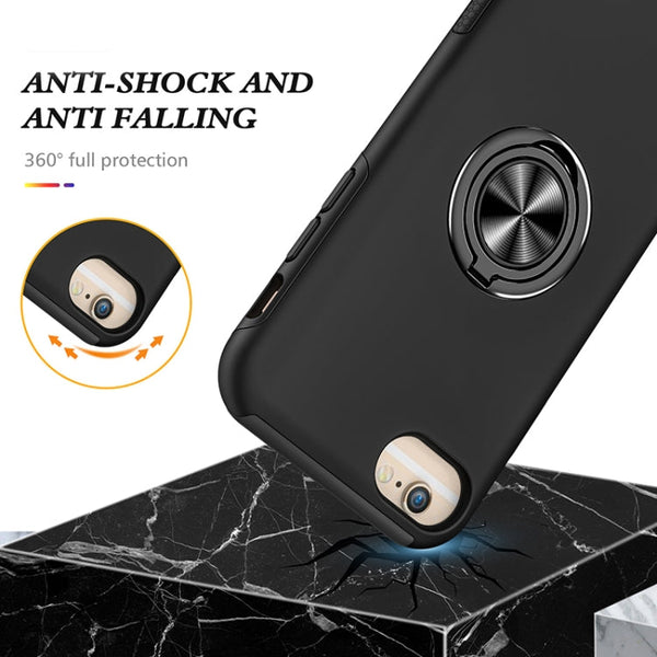 PC + TPU Shockproof Magnetic Protective Case with Invisible Ring Holder, For iPhone 6, For iPhone 6 Plus, For iPhone SE 2022 / SE 2020 / 8 / 7, For iPhone 8 Plus / 7 Plus