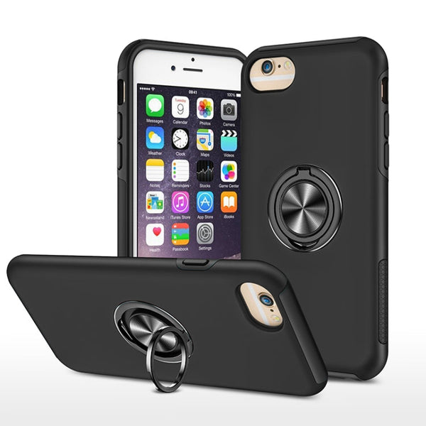 PC + TPU Shockproof Magnetic Protective Case with Invisible Ring Holder, For iPhone 6, For iPhone 6 Plus, For iPhone SE 2022 / SE 2020 / 8 / 7, For iPhone 8 Plus / 7 Plus