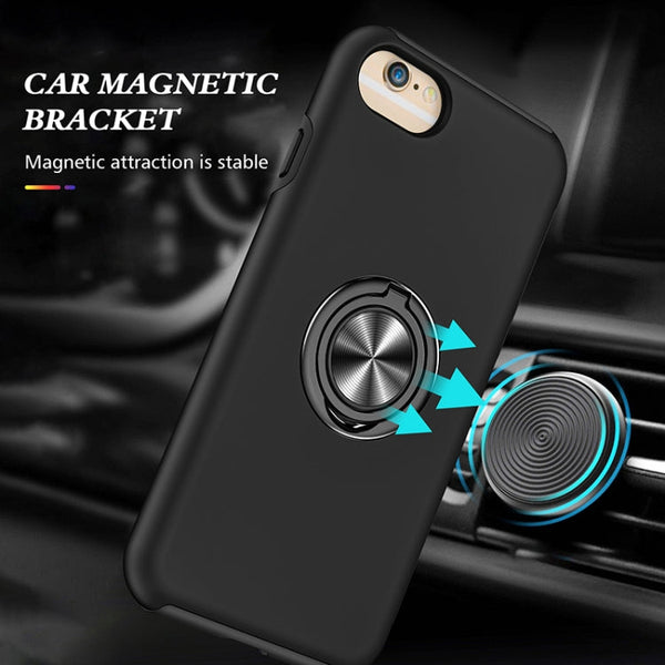 PC + TPU Shockproof Magnetic Protective Case with Invisible Ring Holder, For iPhone 6, For iPhone 6 Plus, For iPhone SE 2022 / SE 2020 / 8 / 7, For iPhone 8 Plus / 7 Plus