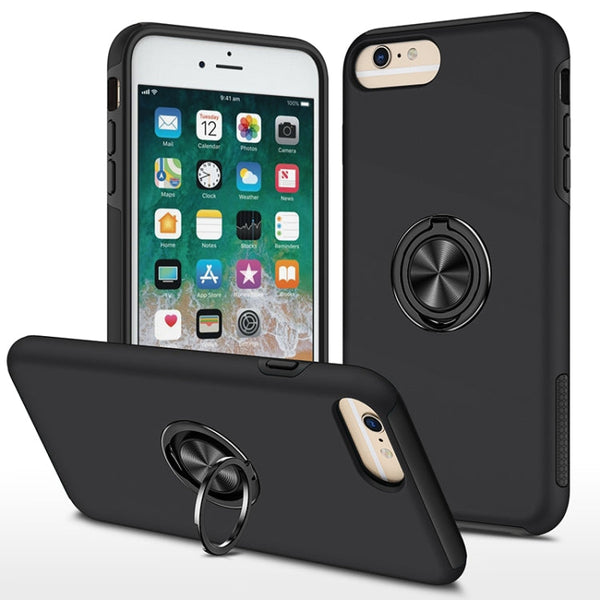 PC + TPU Shockproof Magnetic Protective Case with Invisible Ring Holder, For iPhone 6, For iPhone 6 Plus, For iPhone SE 2022 / SE 2020 / 8 / 7, For iPhone 8 Plus / 7 Plus