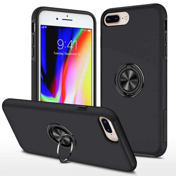 PC + TPU Shockproof Magnetic Protective Case with Invisible Ring Holder, For iPhone 6, For iPhone 6 Plus, For iPhone SE 2022 / SE 2020 / 8 / 7, For iPhone 8 Plus / 7 Plus