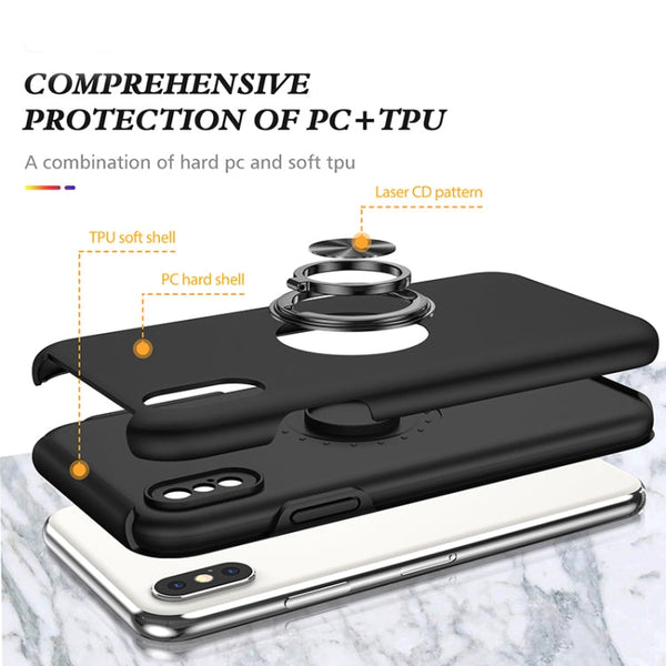 PC + TPU Shockproof Magnetic Protective Case with Invisible Ring Holder, For iPhone XS / X, For iPhone XR, For iPhone XS Max, For iPhone 11