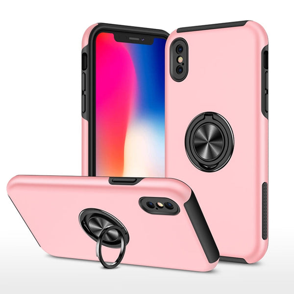 PC + TPU Shockproof Magnetic Protective Case with Invisible Ring Holder, For iPhone XS / X, For iPhone XR, For iPhone XS Max, For iPhone 11