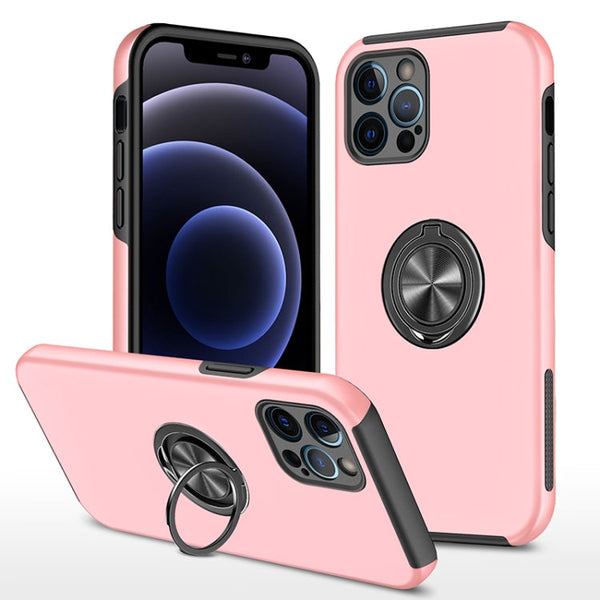 PC + TPU Shockproof Magnetic Protective Case with Invisible Ring Holder, For iPhone 12 Pro, For iPhone 12 Pro Max