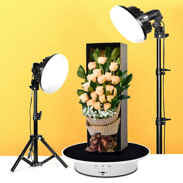 20cm USB Electric Rotating Turntable Display Stand Video Shooting Props Turntable for Photography, Load: 8kg