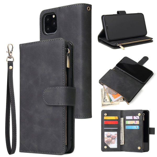 Multifunctional Retro Frosted Horizontal Flip Leather Case with Card Slot & Holder & Zipper Wallet & Photo Frame & Lanyard, For iPhone XR, For iPhone 11 Pro Max