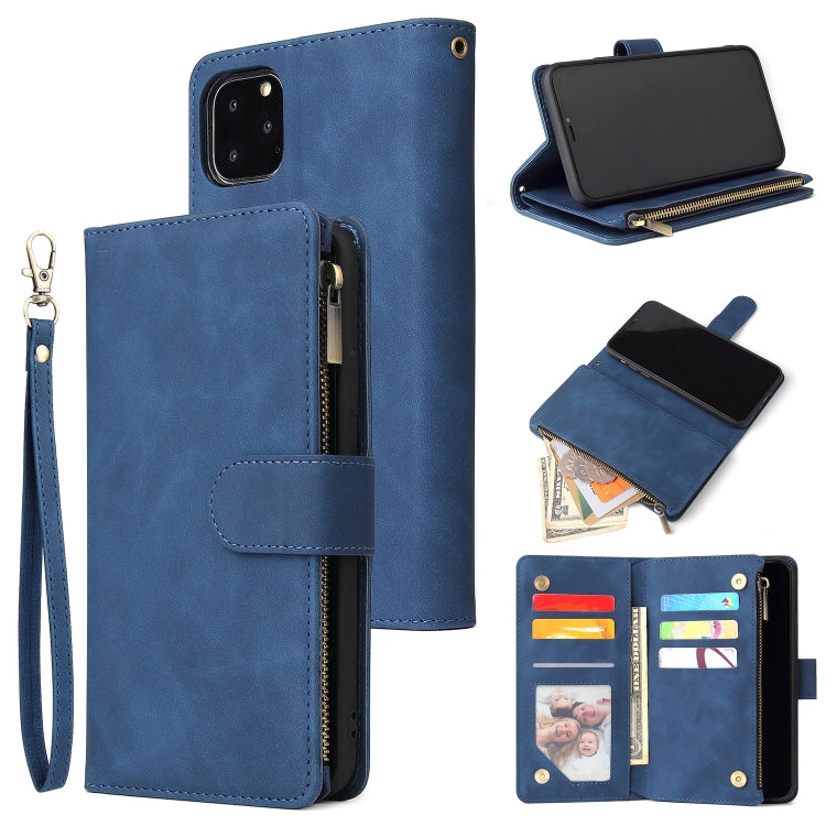 Multifunctional Retro Frosted Horizontal Flip Leather Case with Card Slot & Holder & Zipper Wallet & Photo Frame & Lanyard, For iPhone XR, For iPhone 11 Pro Max