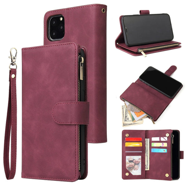 Multifunctional Retro Frosted Horizontal Flip Leather Case with Card Slot & Holder & Zipper Wallet & Photo Frame & Lanyard, For iPhone XR, For iPhone 11 Pro Max