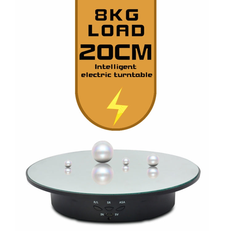 20cm USB Electric Rotating Turntable Display Stand Video Shooting Props Turntable for Photography, Load: 8kg