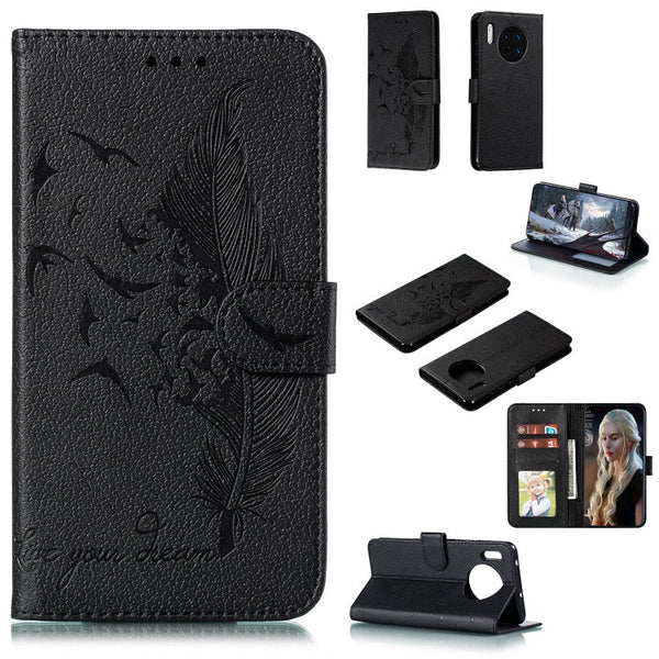 Feather Pattern Litchi Texture Horizontal Flip Leather Case with Holder & Wallet & Card Slots, For Huawei Mate 30, For Huawei Mate 30 Pro, For Huawei Mate 30 Lite / nova 5i Pro, For Xiaomi Redmi Note 8