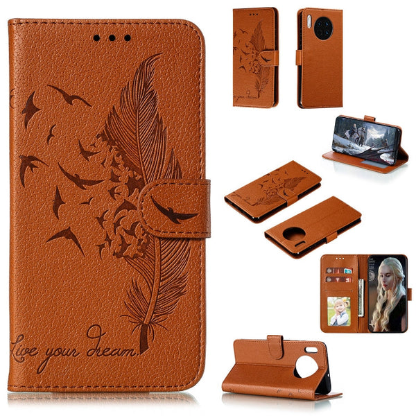 Feather Pattern Litchi Texture Horizontal Flip Leather Case with Holder & Wallet & Card Slots, For Huawei Mate 30, For Huawei Mate 30 Pro, For Huawei Mate 30 Lite / nova 5i Pro, For Xiaomi Redmi Note 8