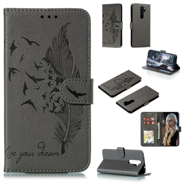 Feather Pattern Litchi Texture Horizontal Flip Leather Case with Holder & Wallet & Card Slots, For Xiaomi Redmi Note 8 Pro, For Galaxy A10s, For Galaxy A20s, For Galaxy M30s