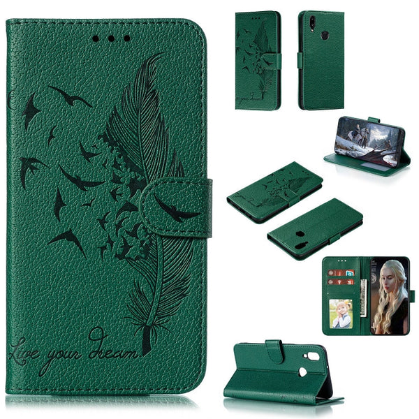 Feather Pattern Litchi Texture Horizontal Flip Leather Case with Holder & Wallet & Card Slots, For Xiaomi Redmi Note 8 Pro, For Galaxy A10s, For Galaxy A20s, For Galaxy M30s