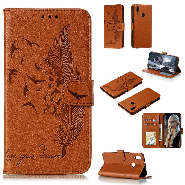 Feather Pattern Litchi Texture Horizontal Flip Leather Case with Holder & Wallet & Card Slots, For Xiaomi Redmi Note 8 Pro, For Galaxy A10s, For Galaxy A20s, For Galaxy M30s