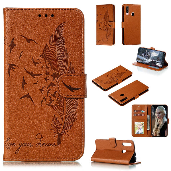 Feather Pattern Litchi Texture Horizontal Flip Leather Case with Holder & Wallet & Card Slots, For Xiaomi Redmi Note 8 Pro, For Galaxy A10s, For Galaxy A20s, For Galaxy M30s