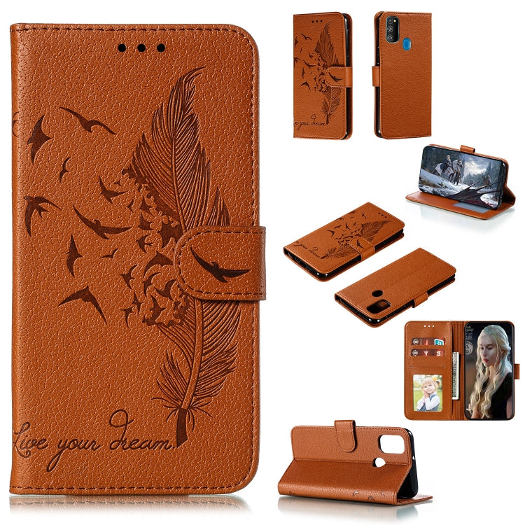 Feather Pattern Litchi Texture Horizontal Flip Leather Case with Holder & Wallet & Card Slots, For Xiaomi Redmi Note 8 Pro, For Galaxy A10s, For Galaxy A20s, For Galaxy M30s
