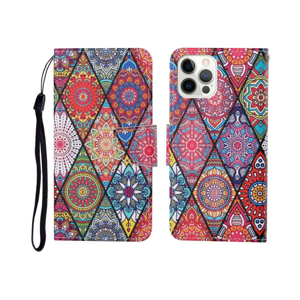 Painted Pattern Horizontal Flip Leathe Case, For iPhone 12/12 Pro
