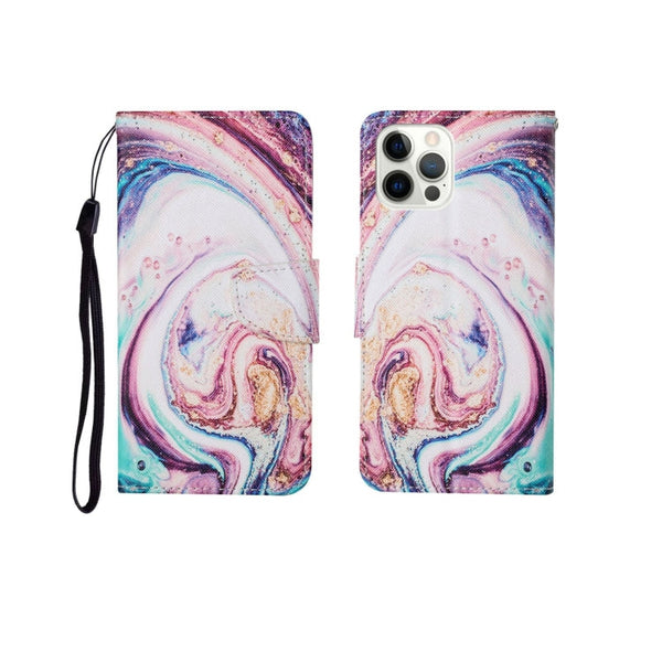 Painted Pattern Horizontal Flip Leathe Case, For iPhone 12/12 Pro