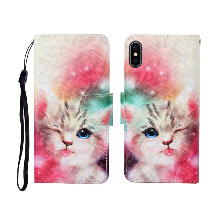 Painted Pattern Horizontal Flip Leathe Case, For iPhone X