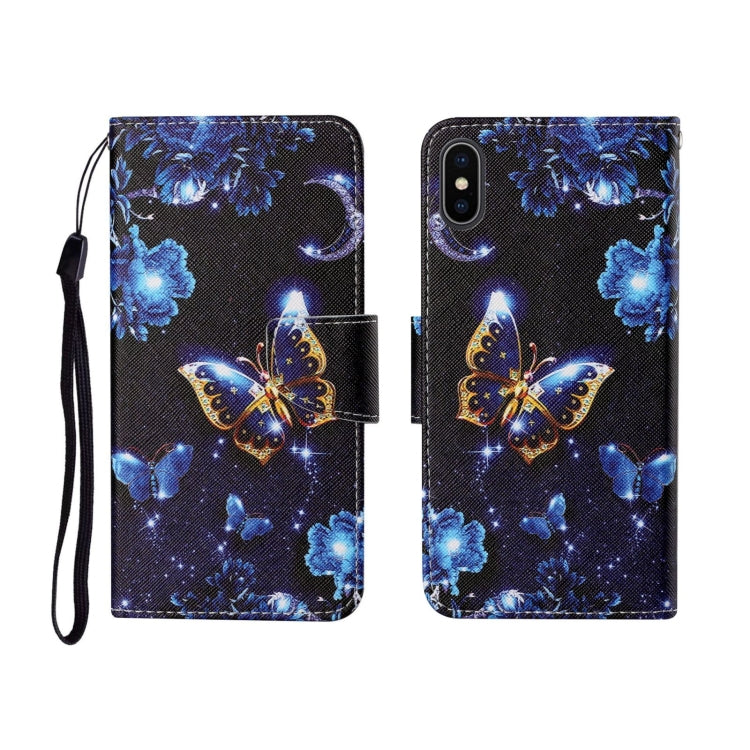 Painted Pattern Horizontal Flip Leathe Case, For iPhone X