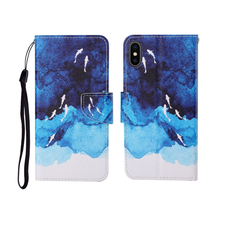 Painted Pattern Horizontal Flip Leathe Case, For iPhone X