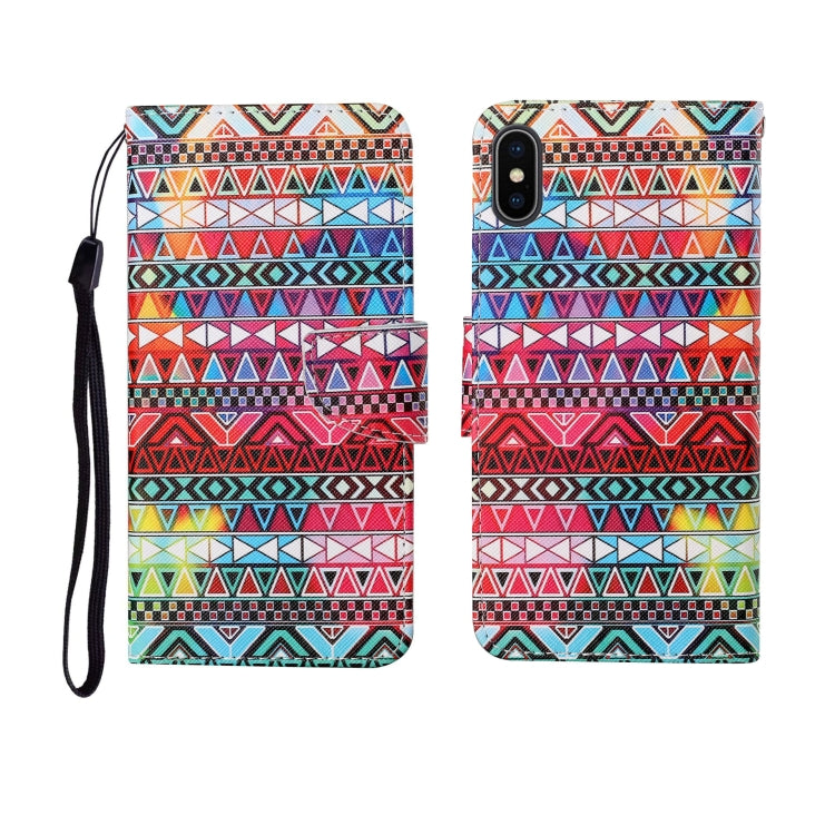 Painted Pattern Horizontal Flip Leathe Case, For iPhone X