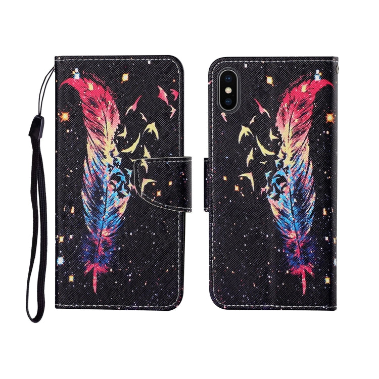Painted Pattern Horizontal Flip Leathe Case, For iPhone X