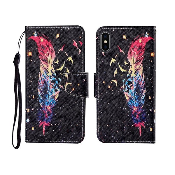 Painted Pattern Horizontal Flip Leathe Case, For iPhone X