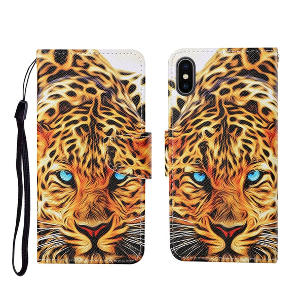 Painted Pattern Horizontal Flip Leathe Case, For iPhone X