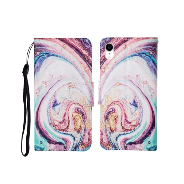 Painted Pattern Horizontal Flip Leathe Case, For iPhone XR