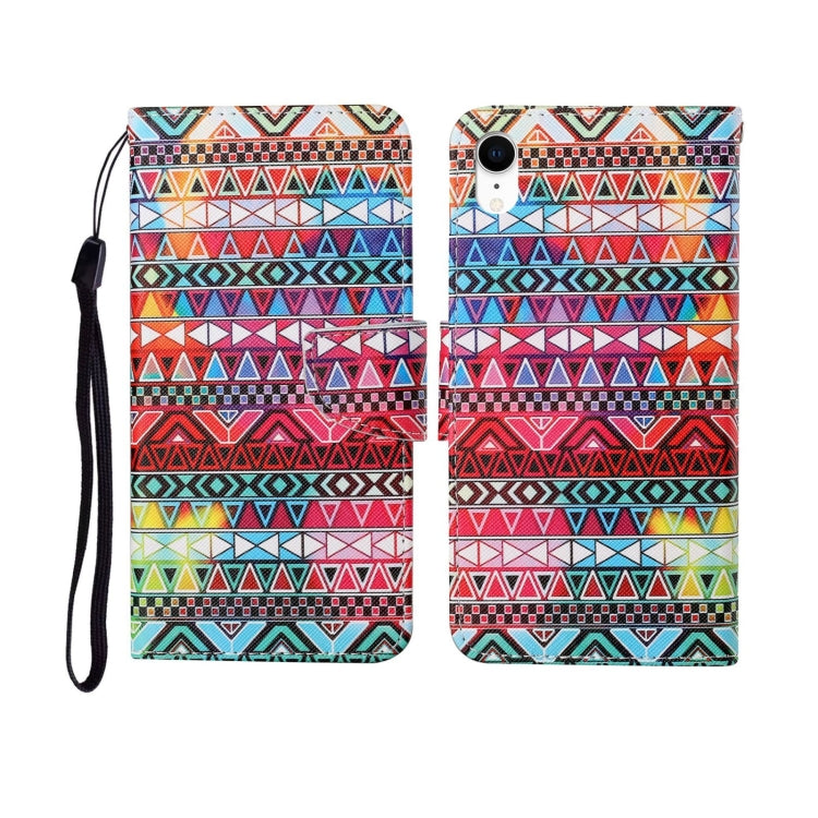 Painted Pattern Horizontal Flip Leathe Case, For iPhone XR