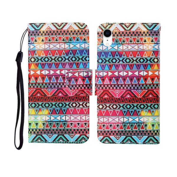 Painted Pattern Horizontal Flip Leathe Case, For iPhone XR